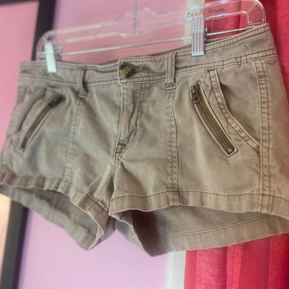 Y2k Vintage American Eagle Cargo Booty Shorts Cheeky Zippers Brown Women’s 6 - Picture 4 of 6